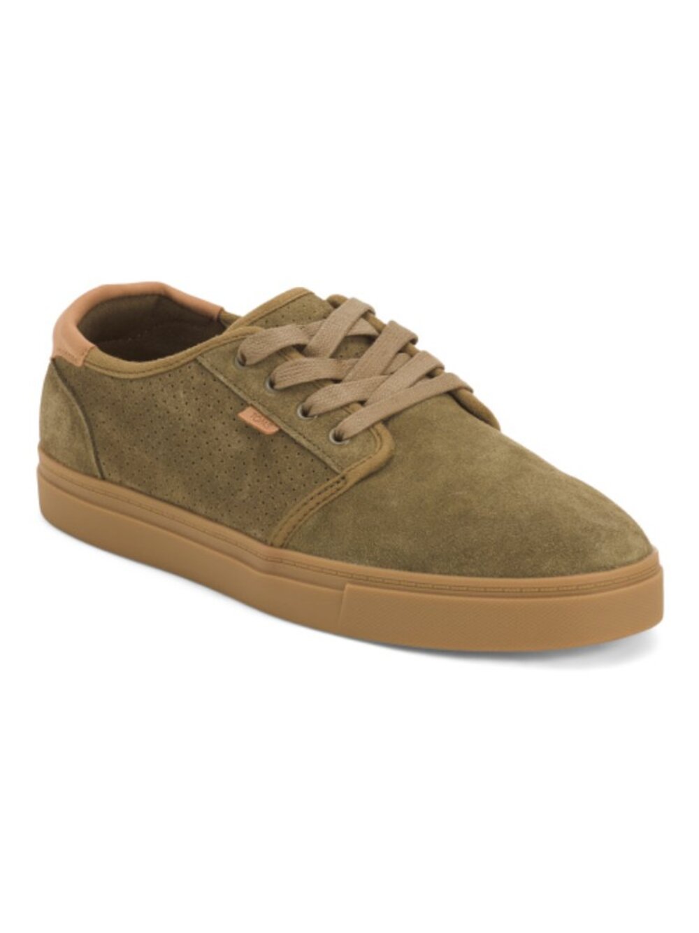TOMS Men's Olive Suede Carlo 2 Lace Up Sneakers With Brand Logo Accents